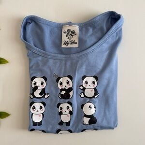 girls blue panda short sleeve tee